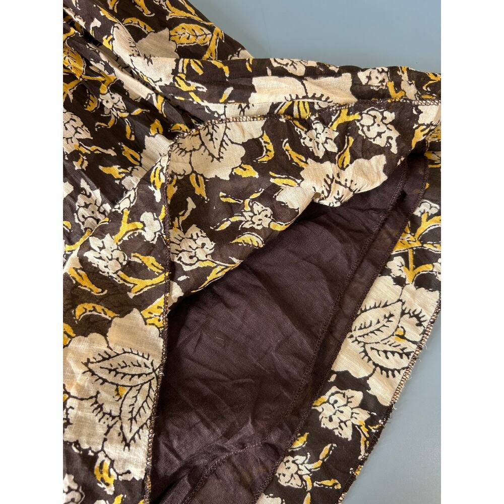 Natural Life brown yellow floral peasant maxi skirt S/M cotton lined pull on - Picture 6 of 9